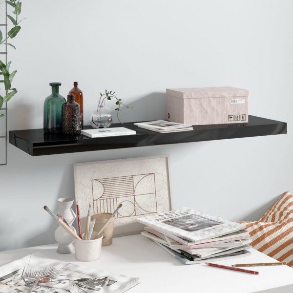 Estante flotante de pared MDF gris brillo 90x23.5x3.8 cm