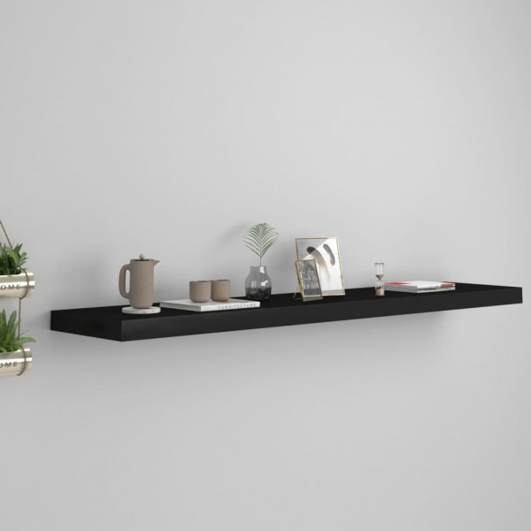 Estante flotante de pared MDF negro 120x23.5x3.8 cm