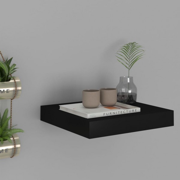 Estante flotante de pared MDF negro 23x23.5x3.8 cm