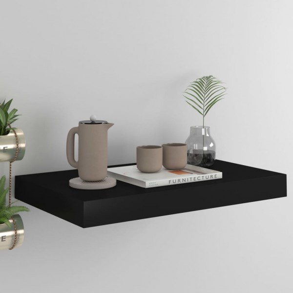 Estante flotante de pared MDF negro 40x23x3.8 cm