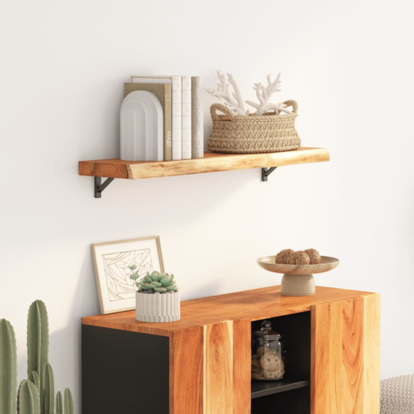 Estante pared rectangular madera acacia borde vivo 100x30x3.8cm