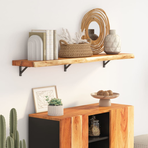 Estante pared rectangular madera acacia borde vivo 120x30x2.5cm