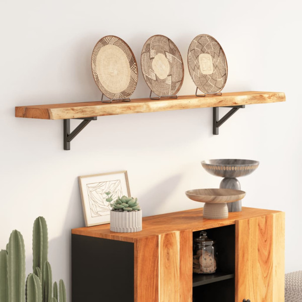 Estante pared rectangular madera acacia borde vivo 180x20x3.8cm