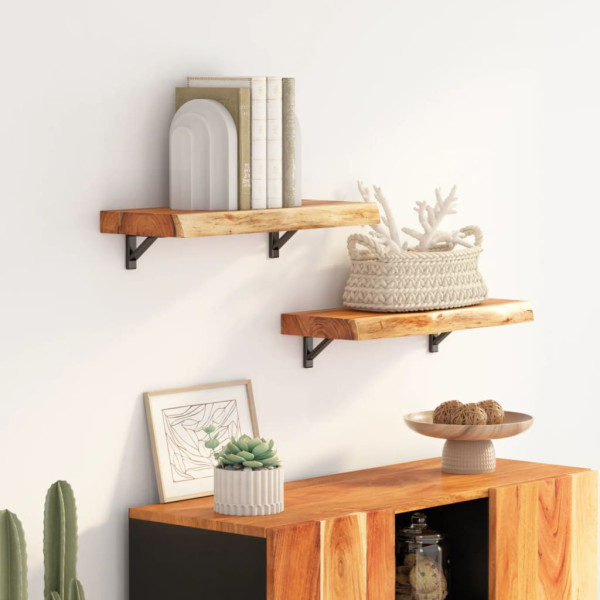 Estante pared rectangular madera acacia borde vivo 60x30x2.5 cm