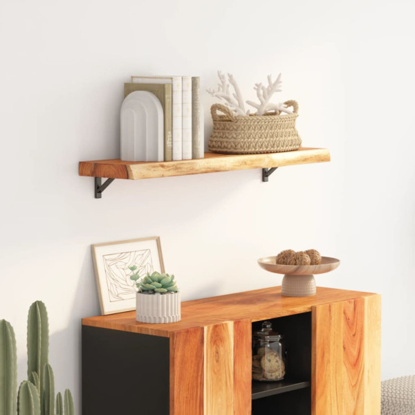 Estante pared rectangular madera acacia borde vivo 80x30x2.5 cm