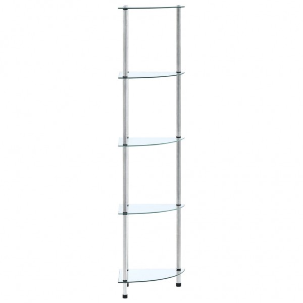 Estantería 5 niveles cristal templado transparente 30x30x130 cm