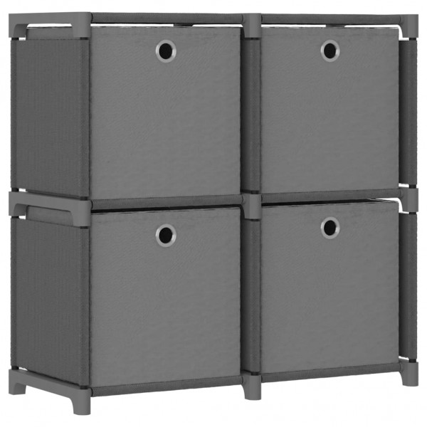 Estantería de 4 cubos con cajas tela gris 69x30x72.5 cm