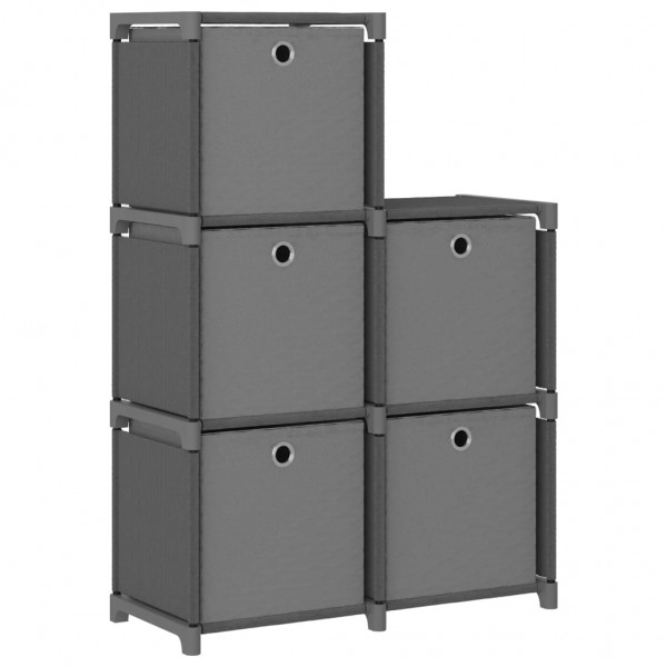 Estantería de 5 cubos con cajas tela gris 103x30x72.5 cm