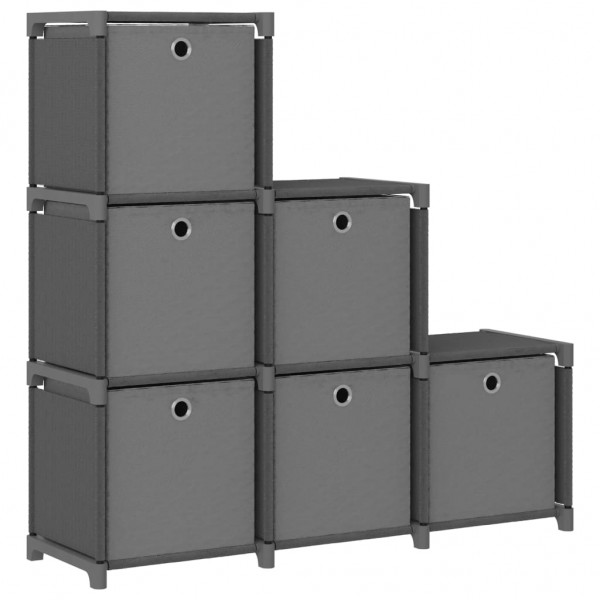 Estantería de 6 cubos con cajas tela gris 103x30x72.5 cm