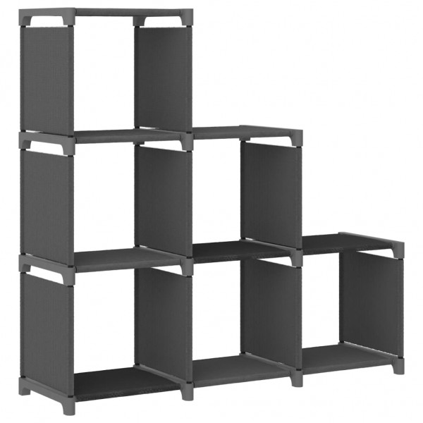 Estantería de 6 cubos de tela gris 103x30x72.5 cm
