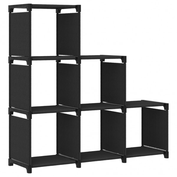Estantería de 6 cubos de tela negra 103x30x72.5 cm