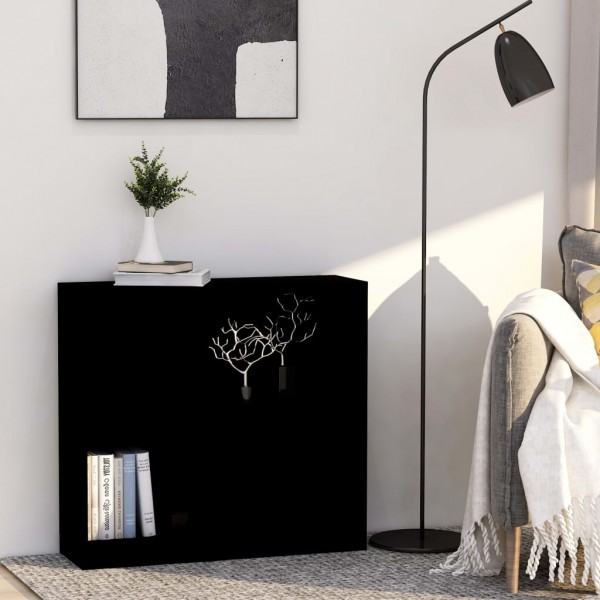 Estantería de madera contrachapada negro 80x24x75 cm