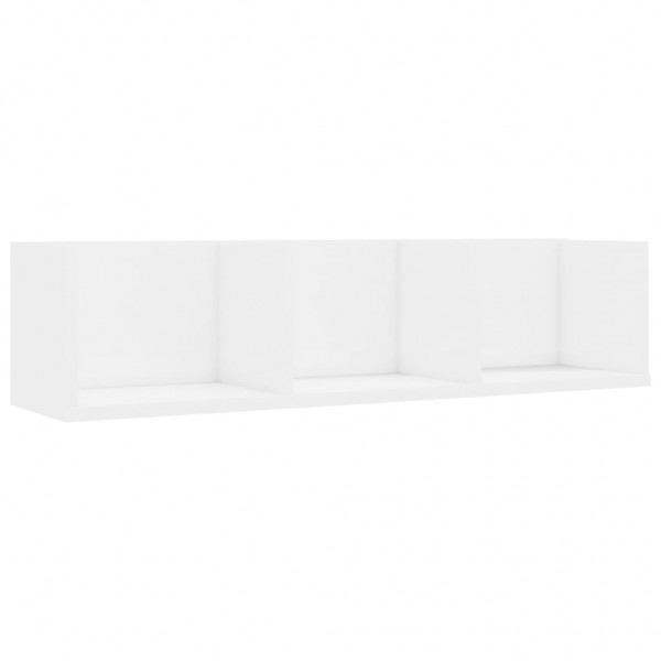 Estantería de pared CD contrachapada blanco brillo 75x18x18 cm