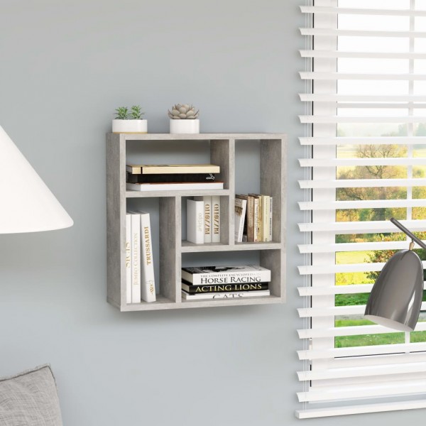 Estantería de pared contrachapada gris hormigón 45.1x16x45.1 cm