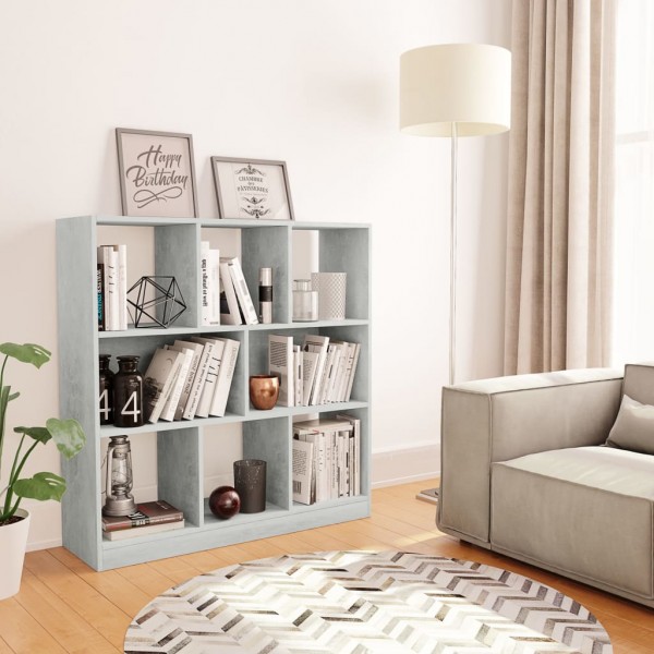 Estantería librería contrachapada gris hormigón 97.5x29.5x100cm