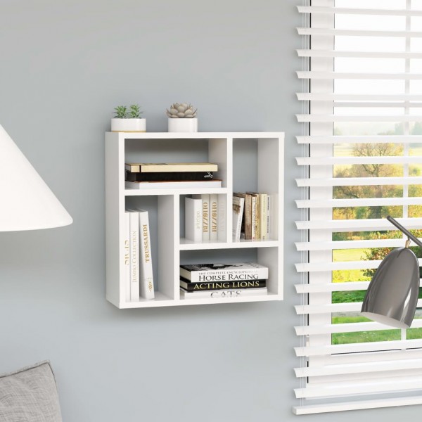 Estantería pared contrachapada blanco brillante 45.1x16x45.1 cm