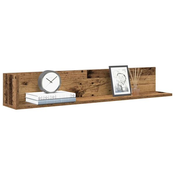 Estantes de pared 2 uds madera envejecida 100x16.5x16.5 cm