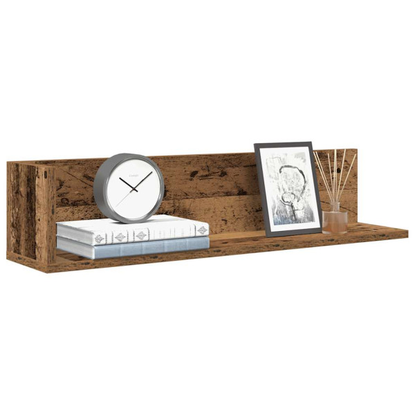 Estantes de pared 2 uds madera envejecida 75x16.5x16.5 cm