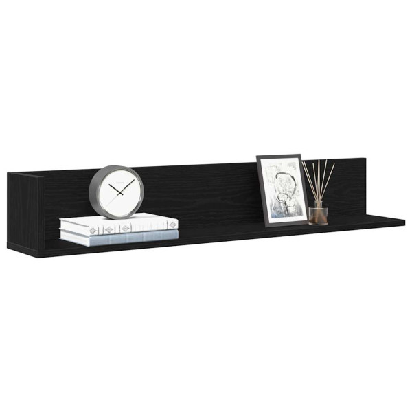 Estantes de pared 2 uds madera ingeniería negro 100x16.5x16.5cm