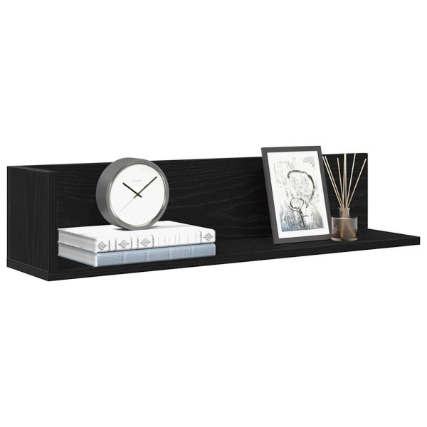 Estantes de pared 2 uds madera ingeniería negro 75x16.5x16.5 cm