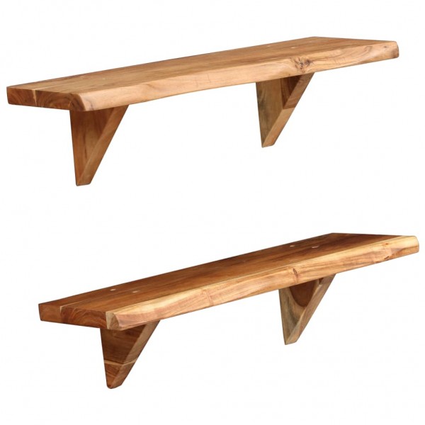 Estantes de pared 2 uds madera maciza de acacia 60x20x16 cm