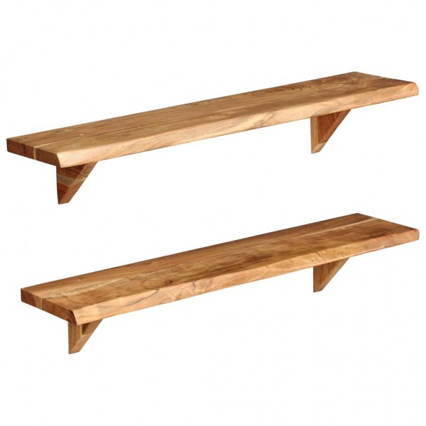 Estantes de pared 2 uds madera maciza de acacia 90x20x16 cm