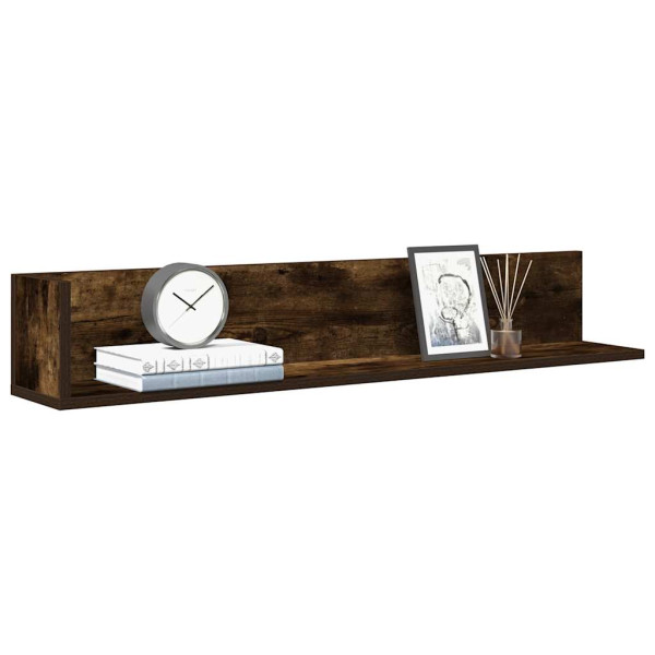 Estantes de pared 2 uds madera roble ahumado 100x16.5x16.5 cm