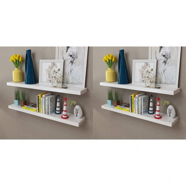 Estantes de pared 4 unidades blanco 100 cm