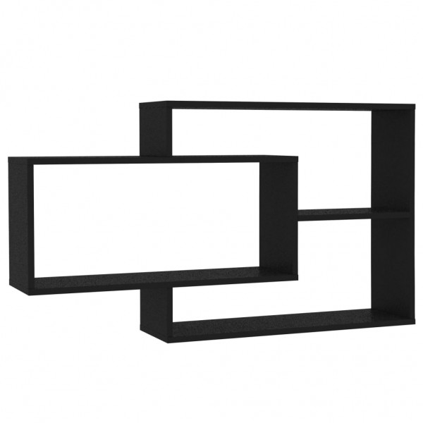 Estantes de pared de madera contrachapada negro 104x20x58.5 cm