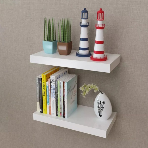Estantes de pared flotante 2 unidades MDF blanco