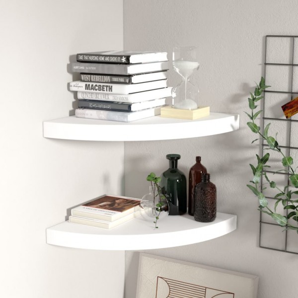 Estantes flotantes de esquina 2 uds MDF blanco 35x35x3.8 cm