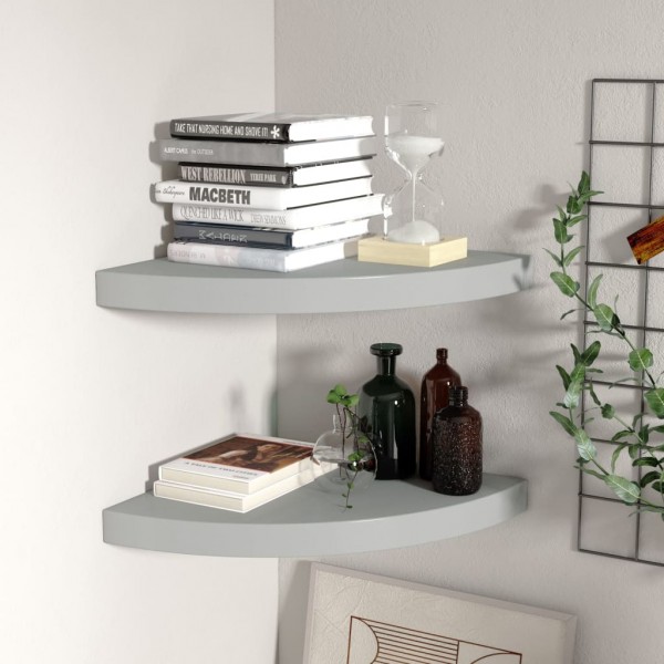 Estantes flotantes de esquina 2 uds MDF gris 35x35x3.8 cm