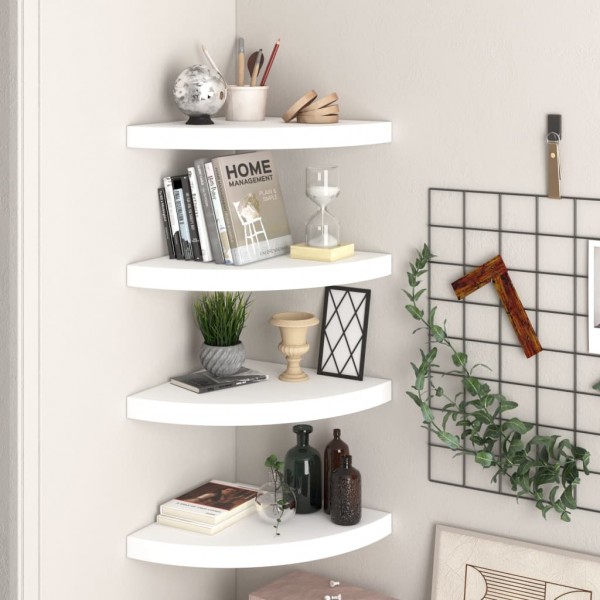 Estantes flotantes de esquina 4 uds MDF blanco 35x35x3.8 cm
