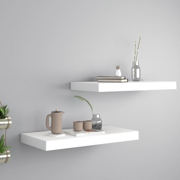Estantes flotantes de pared 2 uds MDF blanco 50x23x3.8 cm