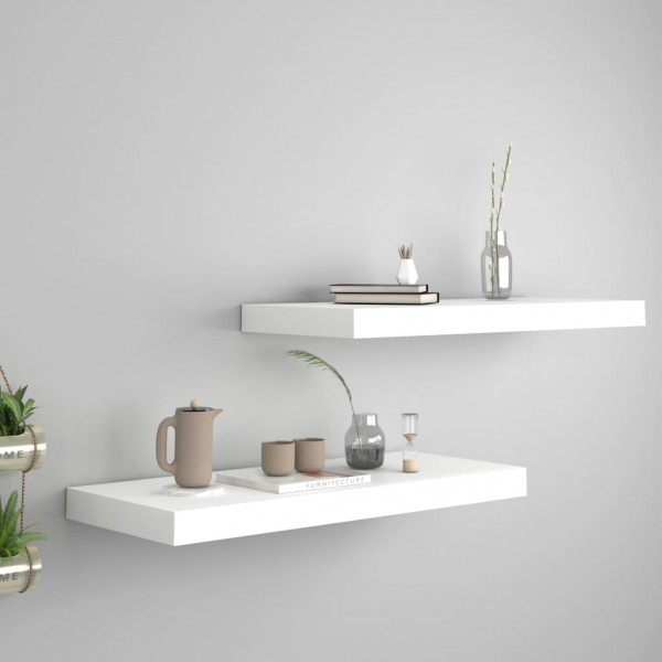 Estantes flotantes de pared 2 uds MDF blanco 60x23.5x3.8 cm