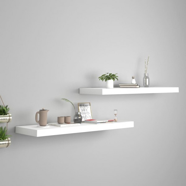 Estantes flotantes de pared 2 uds MDF blanco 80x23.5x3.8 cm