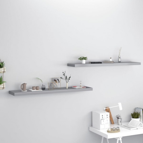Estantes flotantes de pared 2 uds MDF gris 120x23.5x3.8 cm