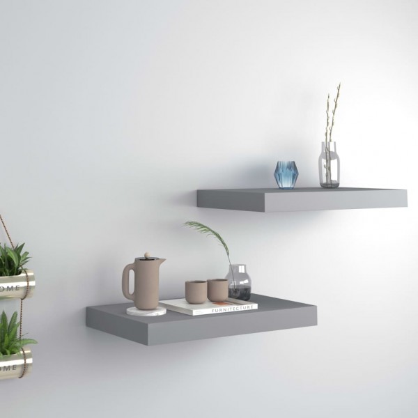 Estantes flotantes de pared 2 uds MDF gris 40x23x3.8 cm