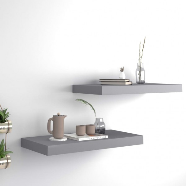 Estantes flotantes de pared 2 uds MDF gris 50x23x3.8 cm