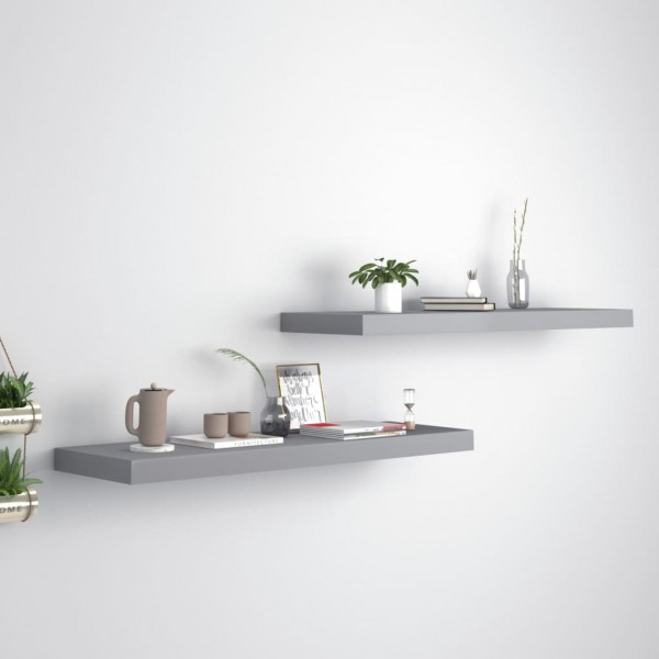 Estantes flotantes de pared 2 uds MDF gris 80x23.5x3.8 cm