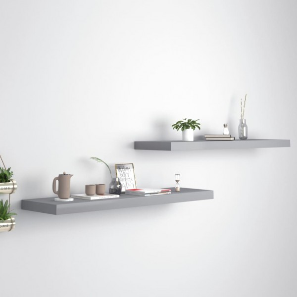 Estantes flotantes de pared 2 uds MDF gris 90x23.5x3.8 cm