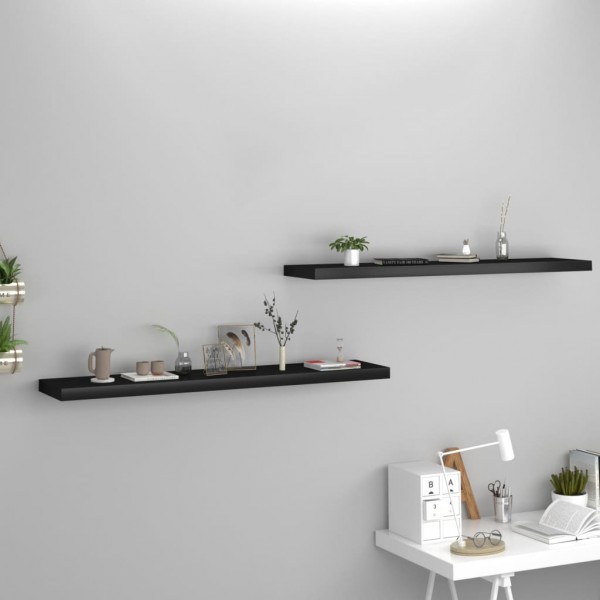 Estantes flotantes de pared 2 uds MDF negro 120x23.5x3.8 cm