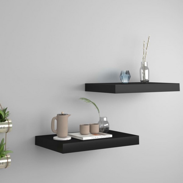 Estantes flotantes de pared 2 uds MDF negro 40x23x3.8 cm
