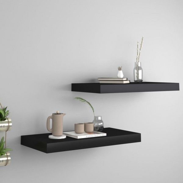 Estantes flotantes de pared 2 uds MDF negro 50x23x3.8 cm