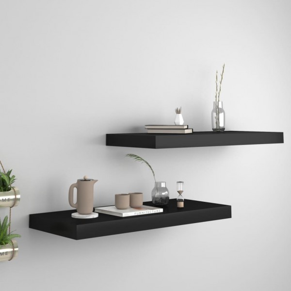 Estantes flotantes de pared 2 uds MDF negro 60x23.5x3.8 cm