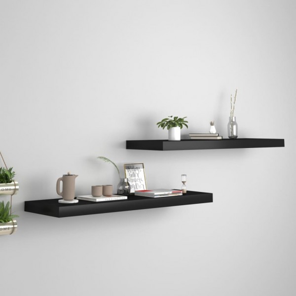 Estantes flotantes de pared 2 uds MDF negro 80x23.5x3.8 cm