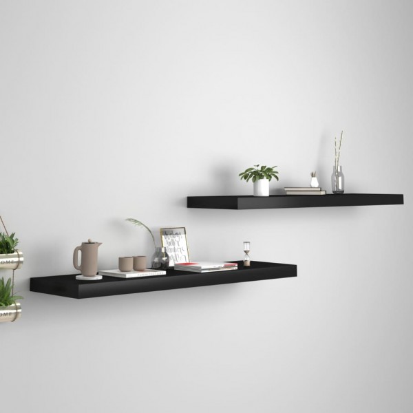 Estantes flotantes de pared 2 uds MDF negro 90x23.5x3.8 cm