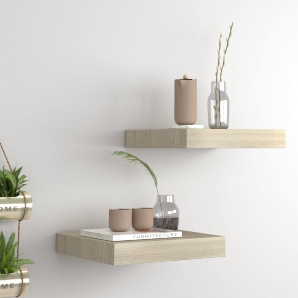Estantes flotantes de pared 2 uds MDF roble 23x23.5x3.8 cm