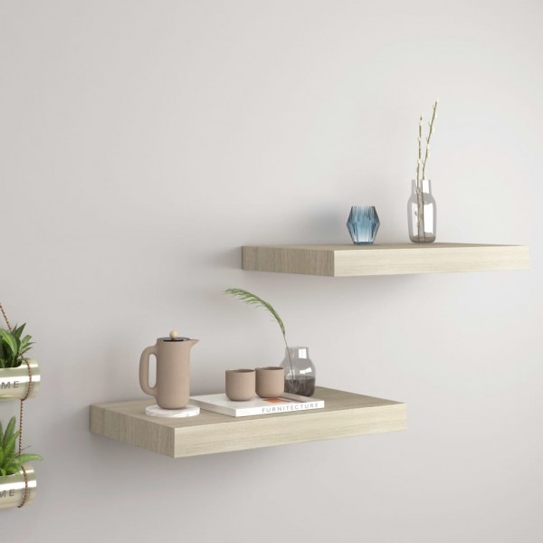 Estantes flotantes de pared 2 uds MDF roble 40x23x3.8 cm