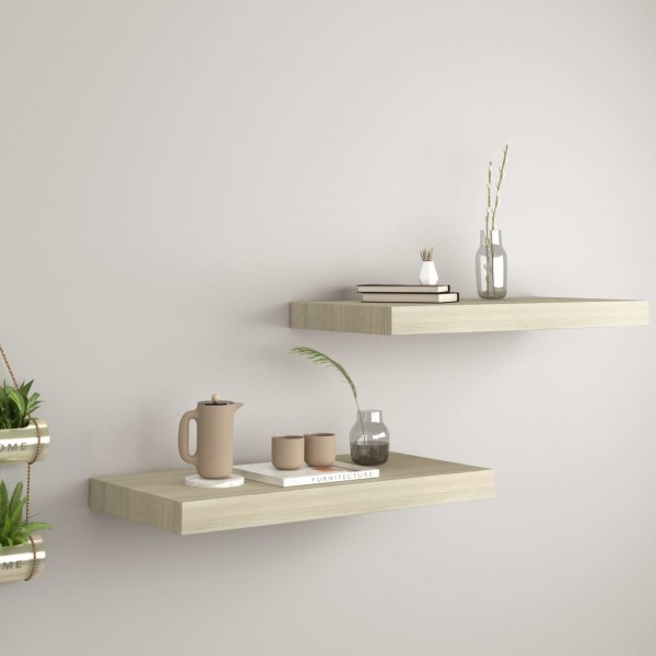 Estantes flotantes de pared 2 uds MDF roble 50x23x3.8 cm